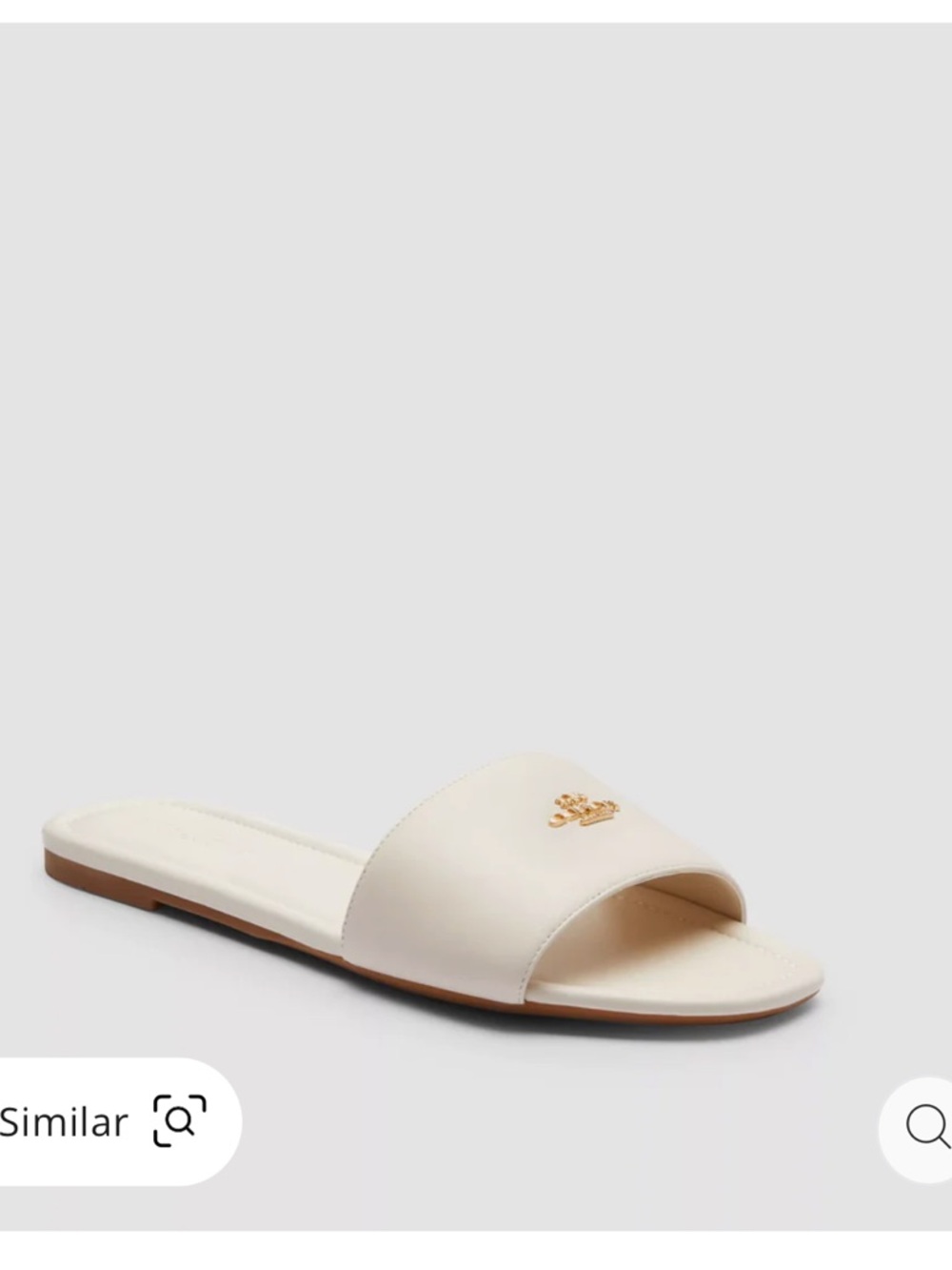 New Coach Cream Leather lock up signature Slide with Gold Logo - Picture 2 of 9